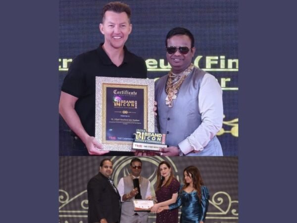 Dr. Nikesh Jain Madhani honored by Australian Cricketer Brett Lee and Actress Neelam Kothari